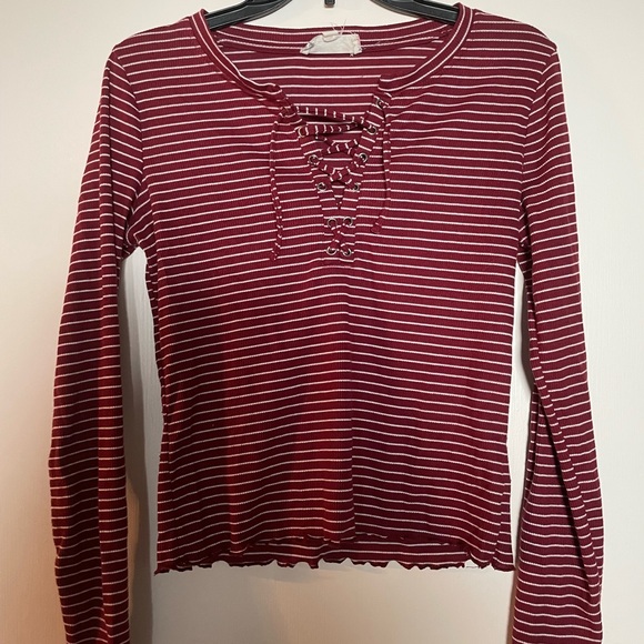 Pink Republic Tops - Red striped long sleeve shirt
